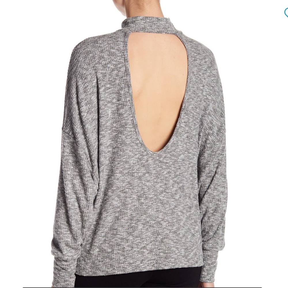 Harlowe and Graham grey cutout back sweater
